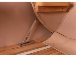 bene living Strandkorb Komplettset Ammersee Grande XL Teak Bullauge PE Shell Modell 548 Inkl Liftersystem Schutzhülle Doppelrollen Glasbecherhalter* Sale