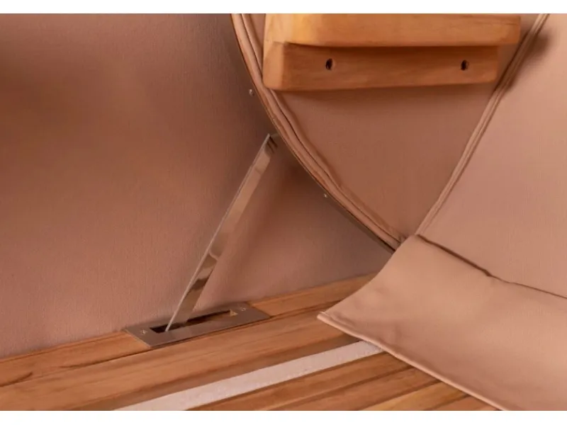 bene living Strandkorb Komplettset Ammersee Grande XL Teak Bullauge PE Shell Modell 548 Inkl Liftersystem Schutzhülle Doppelrollen Glasbecherhalter* Sale