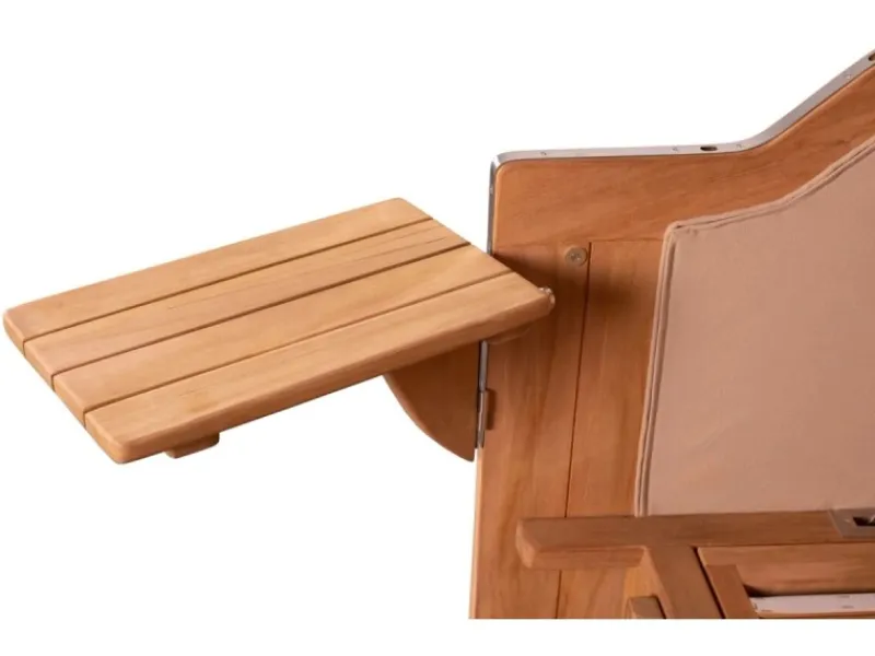 bene living Strandkorb Komplettset Ammersee Grande XL Teak Bullauge PE Shell Modell 548 Inkl Liftersystem Schutzhülle Doppelrollen Glasbecherhalter* Sale
