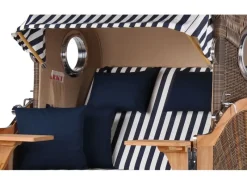 Strandkörbe|bene living Strandkorb Komplettset Ammersee Teak Bullauge PE Grau Modell 518