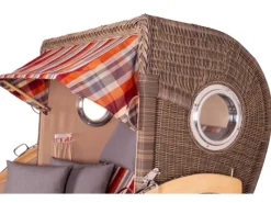 bene living Strandkorb Komplettset Königssee Teak Bullauge PE Grau Modell 584* Discount