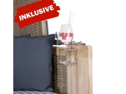 bene living Strandkorb Komplettset Königssee Teak Bullauge PE Grau Modell 584* Discount