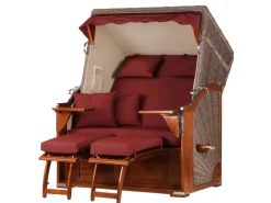 bene living Strandkorb Komplettset Schaalsee Mahagoni PE grau Modell 550* Clearance