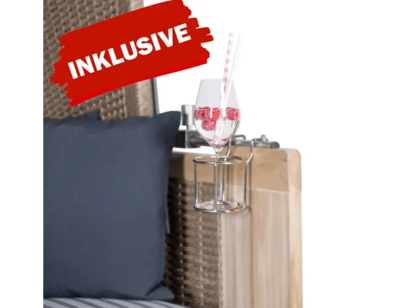 bene living Strandkorb Komplettset Schaalsee Mahagoni PE grau Modell 550* Clearance