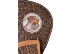 bene living Strandkorb Komplettset Ammersee Teak Bullauge PE Grau Modell 586* Outlet