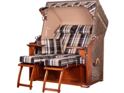 Strandkörbe|bene living Strandkorb Komplettset Schaalsee Mahagoni PE grau Modell 583