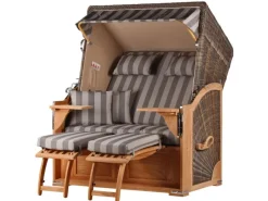 Strandkörbe|bene living Strandkorb Komplettset Schaalsee Teak PE grau Modell 537
