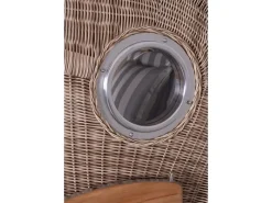 Strandkörbe|bene living Strandkorb Komplettset Ammersee Single Teak Bullauge PE Shell Modell 537 Inkl Liftersystem Schutzhülle Doppelrollen Glasbecherhalter