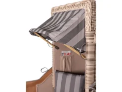 Strandkörbe|bene living Strandkorb Komplettset Ammersee Single Teak Bullauge PE Shell Modell 537 Inkl Liftersystem Schutzhülle Doppelrollen Glasbecherhalter