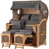 bene living Strandkorb Komplettset Ammersee Teak Bullauge PE Grau Modell 551* Sale