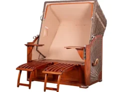 Strandkörbe|bene living Strandkorb Komplettset Schaalsee Mahagoni PE grau Modell 506