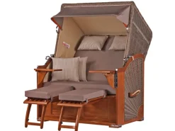 Strandkörbe|bene living Strandkorb Komplettset Schaalsee Mahagoni PE grau Modell 534