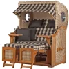 bene living Strandkorb Komplettset Ammersee Teak Bullauge PE Shell Modell 505* Clearance