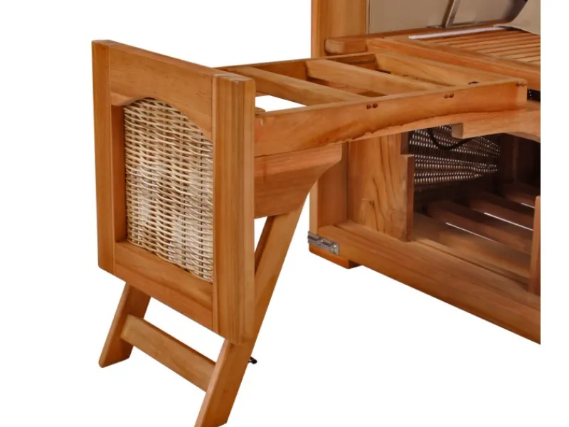 bene living Strandkorb Komplettset Ammersee Teak Bullauge PE Shell Modell 505* Clearance