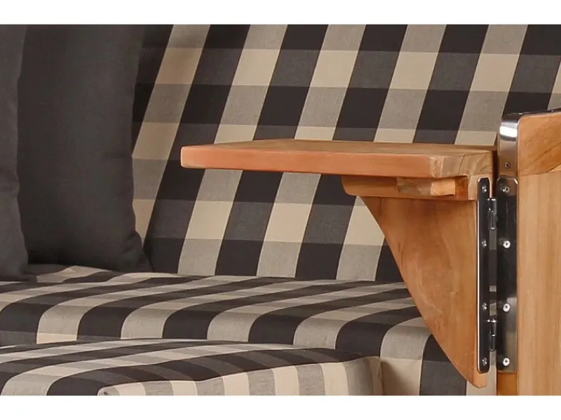 bene living Strandkorb Komplettset Ammersee Teak Bullauge PE Shell Modell 505* Clearance