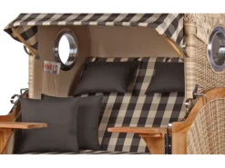 bene living Strandkorb Komplettset Ammersee Teak Bullauge PE Shell Modell 505* Clearance