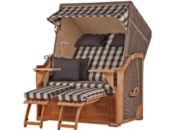 Strandkörbe|bene living Strandkorb Komplettset Schaalsee Teak PE grau Modell 505