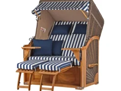 bene living Strandkorb Komplettset Schaalsee Teak PE grau Modell 518*