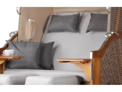 Weitere Gartenmöbel|Strandkörbe|bene living Strandkorb Komplettset Schleswig Pinie Zweisitzer PE Mokka Modell 559