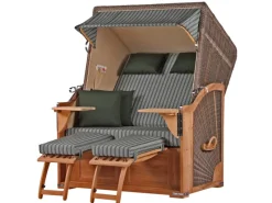 Strandkörbe|bene living Strandkorb Komplettset Schaalsee Teak PE grau Modell 504