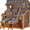 bene living Strandkorb Komplettset Königssee Teak Bullauge PE Grau Modell 522* Clearance