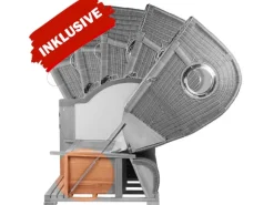 bene living Strandkorb Komplettset Königssee Teak Bullauge PE Grau Modell 522* Clearance