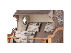 bene living Strandkorb Komplettset Königssee Teak Bullauge PE Grau Modell 540* Sale