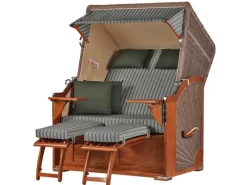 Strandkörbe|bene living Strandkorb Komplettset Schaalsee Mahagoni PE grau Modell 504