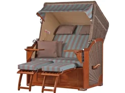 Strandkörbe|bene living Strandkorb Komplettset Schaalsee Mahagoni PE grau Modell 520