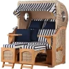 bene living Strandkorb Komplettset Ammersee Teak Bullauge PE Shell Modell 518* Clearance