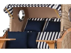 bene living Strandkorb Komplettset Ammersee Teak Bullauge PE Shell Modell 518* Clearance