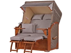 Strandkörbe|bene living Strandkorb Komplettset Schaalsee Mahagoni PE grau Modell 501