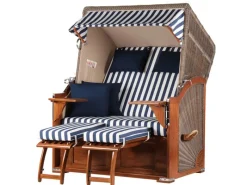 Strandkörbe|bene living Strandkorb Komplettset Schaalsee Mahagoni PE grau Modell 518