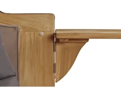 Strandkörbe|bene living Strandkorb Komplettset Ammersee Grande XL Teak Bullauge PE Grau Modell 551 Inkl Liftersystem Schutzhülle Doppelrollen Glasbecherhalter