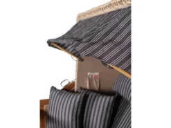 Strandkörbe|bene living Strandkorb Komplettset Ammersee Grande XL Teak Bullauge PE Shell Modell 500 Inkl Liftersystem Schutzhülle Doppelrollen Glasbecherhalter