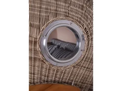 Strandkörbe|bene living Strandkorb Komplettset Ammersee Grande XL Teak Bullauge PE Shell Modell 500 Inkl Liftersystem Schutzhülle Doppelrollen Glasbecherhalter