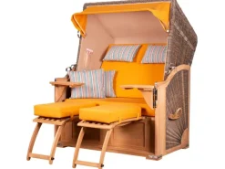 bene living Strandkorb Komplettset Schaalsee Teak PE grau Modell 586* Best