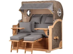 bene living Strandkorb Komplettset Königssee Teak Bullauge PE Grau Modell 551* Online