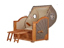 bene living Strandkorb Komplettset Königssee Teak Bullauge PE Grau Modell 551* Online