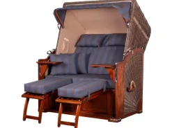 Strandkörbe|bene living Strandkorb Komplettset Schaalsee Mahagoni PE grau Modell 582