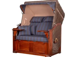 Strandkörbe|bene living Strandkorb Komplettset Schaalsee Mahagoni PE grau Modell 582