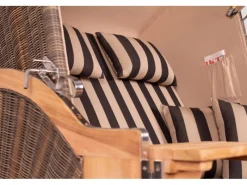 bene living Strandkorb Komplettset Schaalsee Teak PE grau Modell 581* Outlet