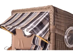 bene living Strandkorb Komplettset Ammersee Teak Bullauge PE Grau Modell 583* Best