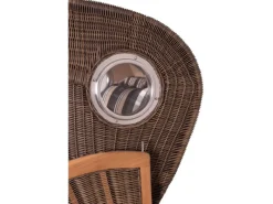 bene living Strandkorb Komplettset Ammersee Teak Bullauge PE Grau Modell 583* Best