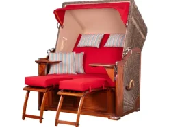 bene living Strandkorb Komplettset Schaalsee Mahagoni PE grau Modell 585* Clearance