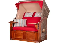 bene living Strandkorb Komplettset Schaalsee Mahagoni PE grau Modell 585* Clearance