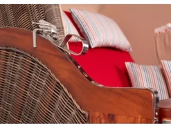 bene living Strandkorb Komplettset Schaalsee Mahagoni PE grau Modell 585* Clearance