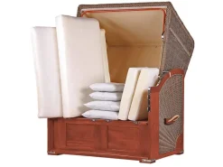 bene living Strandkorb Komplettset Schaalsee Mahagoni PE grau Modell 585* Clearance