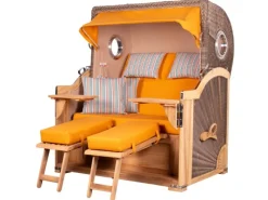 Strandkörbe|bene living Strandkorb Komplettset Königssee Teak Bullauge PE Grau Modell 586