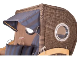 Strandkörbe|bene living Strandkorb Komplettset Königssee Teak Bullauge PE Grau Modell 582